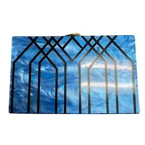 Cobalt Blue & Black Acrylic Box Clutch